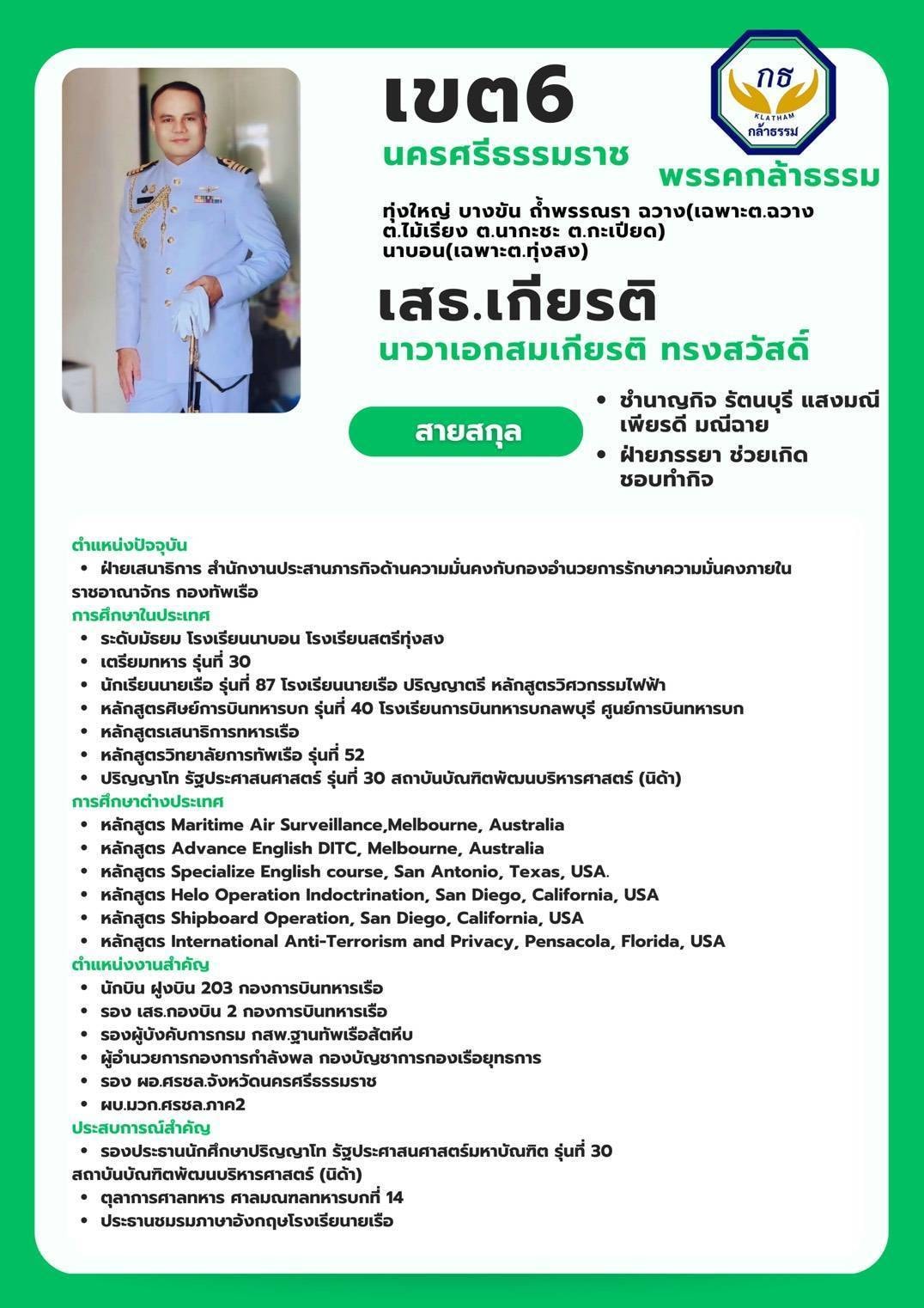 ประวัติโดยละเอียด เสธ.เกียรติ นาวาเอกพิเศษสมเกียรติ ทรงสวัสดิ์ สายสกุล การศึกษา ตำแหน่งงานสำคัญ และประสบการณ์